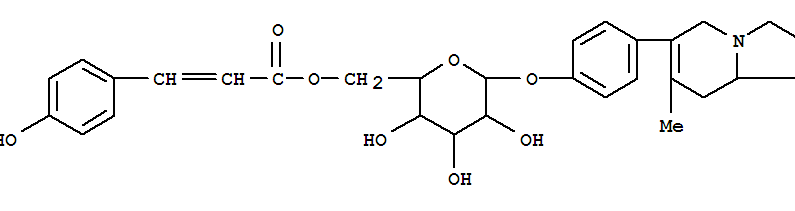 65370-71-0  b-D-Glucopyranoside,4-[(8aS)-1,2,3,5,8,8a-hexahydro-7-methyl-6-indolizinyl]phenyl,6-[(2E)-3-(4-hydroxyphenyl)-2-propenoate] (9CI)