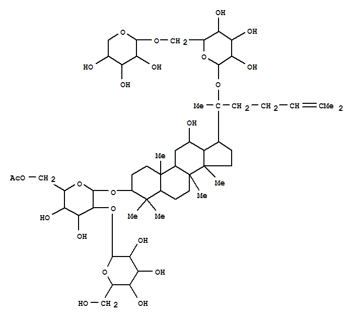 69884-01-1  b-D-Glucopyranoside,(3b,12b)-3-[(6-O-acetyl-2-O-b-D-glucopyranosyl-b-D-glucopyranosyl)oxy]-12-hydroxydammar-24-en-20-yl6-O-b-D-xylopyranosyl-