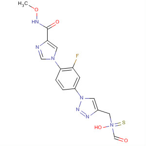 797784-25-9  Carbamothioic acid,[[1-[3-fluoro-4-[4-[(hydroxyamino)carbonyl]-1H-imidazol-1-yl]phenyl]-1H-1,2,3-triazol-4-yl]methyl]-, O-methyl ester