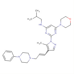 799787-92-1  4-Pyrimidinamine,2-[5-methyl-4-[3-(4-phenyl-1-piperazinyl)-1-propenyl]-1H-pyrazol-1-yl]-N-(2-methylpropyl)-6-(4-morpholinyl)-