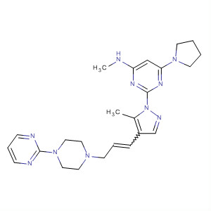 799789-32-5  4-Pyrimidinamine,N-methyl-2-[5-methyl-4-[3-[4-(2-pyrimidinyl)-1-piperazinyl]-1-propenyl]-1H-pyrazol-1-yl]-6-(1-pyrrolidinyl)-