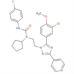 783327-40-2  Urea,N-[2-[5-(3-chloro-4-methoxyphenyl)-3-(4-pyridinyl)-1H-1,2,4-triazol-1-yl]ethyl]-N-cyclopentyl-N'-(4-fluorophenyl)-