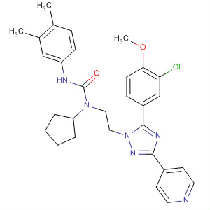 783327-46-8  Urea,N-[2-[5-(3-chloro-4-methoxyphenyl)-3-(4-pyridinyl)-1H-1,2,4-triazol-1-yl]ethyl]-N-cyclopentyl-N'-(3,4-dimethylphenyl)-