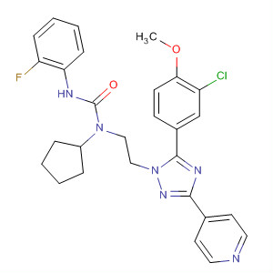 783327-65-1  Urea,N-[2-[5-(3-chloro-4-methoxyphenyl)-3-(4-pyridinyl)-1H-1,2,4-triazol-1-yl]ethyl]-N-cyclopentyl-N'-(2-fluorophenyl)-