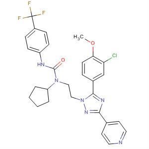 783327-74-2  Urea,N-[2-[5-(3-chloro-4-methoxyphenyl)-3-(4-pyridinyl)-1H-1,2,4-triazol-1-yl]ethyl]-N-cyclopentyl-N'-[4-(trifluoromethyl)phenyl]-