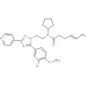 783328-72-3  4-Hexenamide,N-[2-[5-(3-chloro-4-methoxyphenyl)-3-(4-pyridinyl)-1H-1,2,4-triazol-1-yl]ethyl]-N-cyclopentyl-, (4E)-
