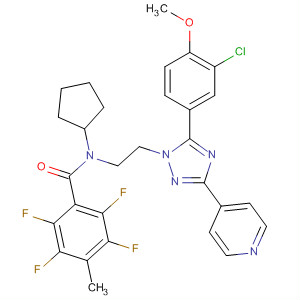 783329-13-5  Benzamide,N-[2-[5-(3-chloro-4-methoxyphenyl)-3-(4-pyridinyl)-1H-1,2,4-triazol-1-yl]ethyl]-N-cyclopentyl-2,3,5,6-tetrafluoro-4-methyl-