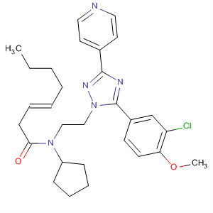 783329-21-5  3-Octenamide,N-[2-[5-(3-chloro-4-methoxyphenyl)-3-(4-pyridinyl)-1H-1,2,4-triazol-1-yl]ethyl]-N-cyclopentyl-, (3E)-