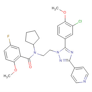 783329-52-2  Benzamide,N-[2-[5-(3-chloro-4-methoxyphenyl)-3-(4-pyridinyl)-1H-1,2,4-triazol-1-yl]ethyl]-N-cyclopentyl-5-fluoro-2-methoxy-
