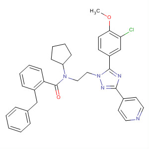 783330-09-6  Benzamide,N-[2-[5-(3-chloro-4-methoxyphenyl)-3-(4-pyridinyl)-1H-1,2,4-triazol-1-yl]ethyl]-N-cyclopentyl-2-(phenylmethyl)-