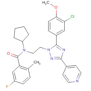 783330-17-6  Benzamide,N-[2-[5-(3-chloro-4-methoxyphenyl)-3-(4-pyridinyl)-1H-1,2,4-triazol-1-yl]ethyl]-N-cyclopentyl-5-fluoro-2-methyl-