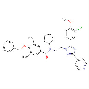 783333-20-0  Benzamide,N-[2-[5-(3-chloro-4-methoxyphenyl)-3-(4-pyridinyl)-1H-1,2,4-triazol-1-yl]ethyl]-N-cyclopentyl-3,5-dimethyl-4-(phenylmethoxy)-