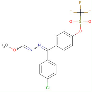 78930-10-6  Methanesulfonic acid, trifluoro-,4-[(4-chlorophenyl)[(methoxymethylene)hydrazono]methyl]phenyl ester