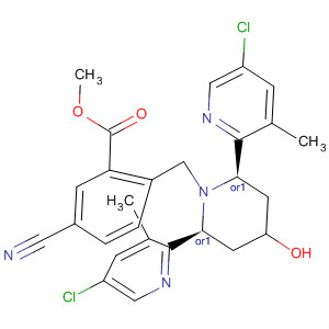790273-59-5  Benzoic acid,2-[[(2R,6S)-2,6-bis(5-chloro-3-methyl-2-pyridinyl)-4-hydroxy-1-piperidinyl]methyl]-5-cyano-, methyl ester, rel-