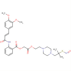 794519-37-2  Benzoic acid,2-[[(2E)-3-(3,4-dimethoxyphenyl)-1-oxo-2-propenyl]amino]-,2-[2-[4-[2-methyl-2-(nitrosothio)propyl]-1-piperazinyl]ethoxy]-2-oxoethylester