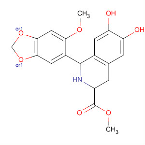 764660-43-7  3-Isoquinolinecarboxylic acid,1,2,3,4-tetrahydro-6,7-dihydroxy-1-(6-methoxy-1,3-benzodioxol-5-yl)-,methyl ester, (1R,3S)-rel-