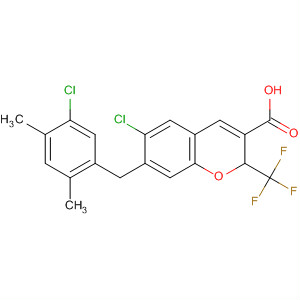 775329-52-7  2H-1-Benzopyran-3-carboxylic acid,6-chloro-7-[(5-chloro-2,4-dimethylphenyl)methyl]-2-(trifluoromethyl)-