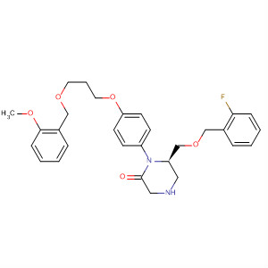 777933-12-7  Piperazinone,6-[[(2-fluorophenyl)methoxy]methyl]-1-[4-[3-[(2-methoxyphenyl)methoxy]propoxy]phenyl]-, (6R)-