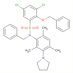 749268-44-8  Benzenesulfonamide,3,5-dichloro-2-(phenylmethoxy)-N-(phenylmethyl)-N-[2,4,6-trimethyl-3-(1-pyrrolidinyl)phenyl]-