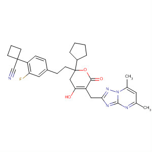 749930-96-9  Cyclobutanecarbonitrile,1-[4-[2-[2-cyclopentyl-5-[(5,7-dimethyl[1,2,4]triazolo[1,5-a]pyrimidin-2-yl)methyl]-3,6-dihydro-4-hydroxy-6-oxo-2H-pyran-2-yl]ethyl]-2-fluorophenyl]-