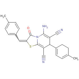 75052-58-3  7H-Thiazolo[3,2-a]pyridine-6,8-dicarbonitrile,5-amino-2,3-dihydro-7-(4-methylphenyl)-2-[(4-methylphenyl)methylene]-3-oxo-