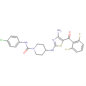 750576-47-7  1-Piperidinecarboxamide,4-[[4-amino-5-(2,6-difluorobenzoyl)-2-thiazolyl]amino]-N-(4-chlorophenyl)-