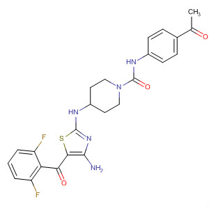 750576-79-5  1-Piperidinecarboxamide,N-(4-acetylphenyl)-4-[[4-amino-5-(2,6-difluorobenzoyl)-2-thiazolyl]amino]-