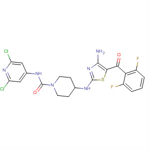 750576-90-0  1-Piperidinecarboxamide,4-[[4-amino-5-(2,6-difluorobenzoyl)-2-thiazolyl]amino]-N-(2,6-dichloro-4-pyridinyl)-