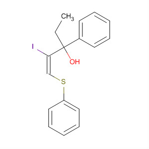 750776-01-3  Benzenemethanol, a-ethyl-a-[(1E)-1-iodo-2-(phenylthio)ethenyl]-