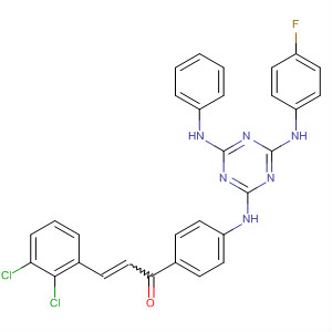 753494-85-8  2-Propen-1-one,3-(2,3-dichlorophenyl)-1-[4-[[4-[(4-fluorophenyl)amino]-6-(phenylamino)-1,3,5-triazin-2-yl]amino]phenyl]-