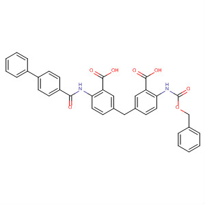 755040-83-6  Benzoic acid,2-[([1,1'-biphenyl]-4-ylcarbonyl)amino]-5-[[3-carboxy-4-[[(phenylmethoxy)carbonyl]amino]phenyl]methyl]-