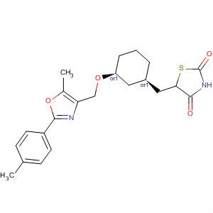 755419-27-3  2,4-Thiazolidinedione,5-[[(1R,3S)-3-[[5-methyl-2-(4-methylphenyl)-4-oxazolyl]methoxy]cyclohexyl]methyl]-, rel-