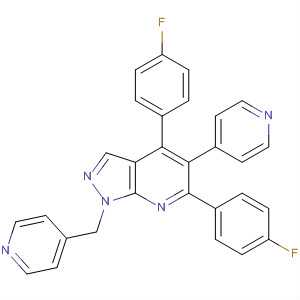 755754-91-7  1H-Pyrazolo[3,4-b]pyridine,4,6-bis(4-fluorophenyl)-5-(4-pyridinyl)-1-(4-pyridinylmethyl)-