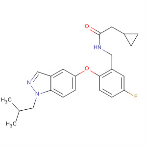 756839-52-8  Cyclopropaneacetamide,N-[[5-fluoro-2-[[1-(2-methylpropyl)-1H-indazol-5-yl]oxy]phenyl]methyl]-