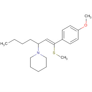 75958-49-5  Piperidine, 1-[1-[2-(4-methoxyphenyl)-2-(methylthio)ethenyl]pentyl]-, (Z)-