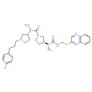 762279-22-1  1-Pyrrolidinecarboxamide,N-[(3R)-1-[3-(4-chlorophenyl)propyl]-3-pyrrolidinyl]-N-methyl-3-[methyl[[[(2-quinoxalinylthio)methyl]amino]carbonyl]amino]-, (3S)-