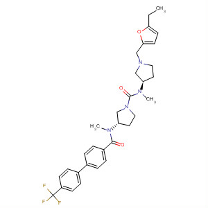 762280-69-3  1-Pyrrolidinecarboxamide,N-[(3R)-1-[(5-ethyl-2-furanyl)methyl]-3-pyrrolidinyl]-N-methyl-3-[methyl[[4'-(trifluoromethyl)[1,1'-biphenyl]-4-yl]carbonyl]amino]-, (3S)-