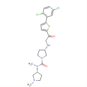 762284-19-5  1-Pyrrolidinecarboxamide,3-[[[5-(2,5-dichlorophenyl)-2-thienyl]carbonyl]methylamino]-N-methyl-N-[(3R)-1-methyl-3-pyrrolidinyl]-, (3S)-