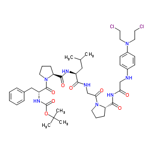 68427-01-0  N-(tert-butoxycarbonyl)-D-phenylalanyl-L-prolyl-L-leucylglycyl-N-[({4-[bis(2-chloroethyl)amino]phenyl}amino)acetyl]-L-prolinamide