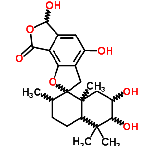 70016-71-6  4,6,6',7'-tetrahydroxy-2',5',5',8a'-tetramethyl-3,3',4',4a',5',6,6',7',8',8a'-decahydro-2'H,8H-spiro[benzo[1,2-b:5,6-c']difuran-2,1'-naphthalen]-8-one