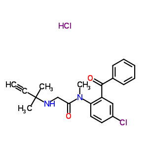 70541-11-6  N-[4-chloro-2-(phenylcarbonyl)phenyl]-N~2~-(1,1-dimethylprop-2-yn-1-yl)-N-methylglycinamide hydrochloride