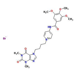 70970-55-7  1-[4-(1,3-dimethyl-2,6-dioxo-1,2,3,6-tetrahydro-7H-purin-7-yl)butyl]-4-{[(3,4,5-trimethoxyphenyl)carbonyl]amino}pyridinium bromide