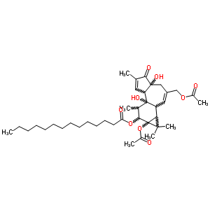 71327-72-5  9a-(acetyloxy)-3-[(acetyloxy)methyl]-4a,7b-dihydroxy-1,1,6,8-tetramethyl-5-oxo-1a,1b,4,4a,5,7a,7b,8,9,9a-decahydro-1H-cyclopropa[3,4]benzo[1,2-e]azulen-9-yl tetradecanoate