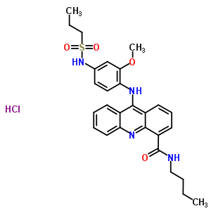 71803-08-2  N-butyl-9-({2-methoxy-4-[(propylsulfonyl)amino]phenyl}amino)acridine-4-carboxamide hydrochloride