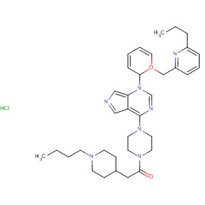 733773-75-6  Piperazine,1-[(1-butyl-4-piperidinyl)acetyl]-4-[1-[(6-propyl-2-pyridinyl)methyl]-1H-pyrazolo[3,4-d]pyrimidin-4-yl]-, hydrochloride