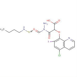 73511-46-3  Acetic acid, [(5-chloro-7-iodo-8-quinolinyl)oxy]-,2-[(butylamino)thioxomethyl]hydrazide