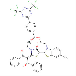 735330-28-6  Benzoic acid, 4-[4,6-bis(trichloromethyl)-1,3,5-triazin-2-yl]-,2-[2-[2-(1-benzoyl-2-oxo-2-phenylethylidene)-3-ethyl-4-oxo-5-thiazolidinylidene]-6-methyl-3(2H)-benzothiazolyl]ethyl ester
