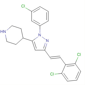 736150-60-0  Piperidine,4-[1-(3-chlorophenyl)-3-[(1E)-2-(2,6-dichlorophenyl)ethenyl]-1H-pyrazol-5-yl]-