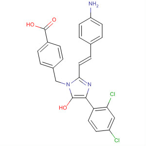 744243-19-4  Benzoic acid,4-[[2-[(1E)-2-(4-aminophenyl)ethenyl]-4-(2,4-dichlorophenyl)-1H-imidazol-1-yl]methyl]-