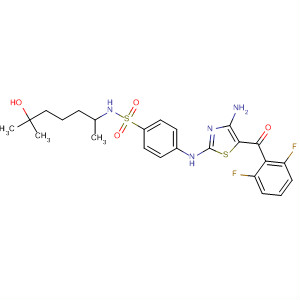 746625-60-5  Benzenesulfonamide,4-[[4-amino-5-(2,6-difluorobenzoyl)-2-thiazolyl]amino]-N-(5-hydroxy-1,5-dimethylhexyl)-